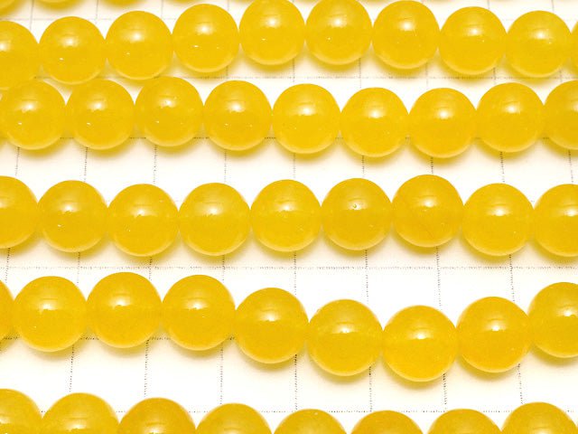 Yellow Color Jade (Clear Type) Round 10mm 1strand beads (aprx.15inch / 37cm)