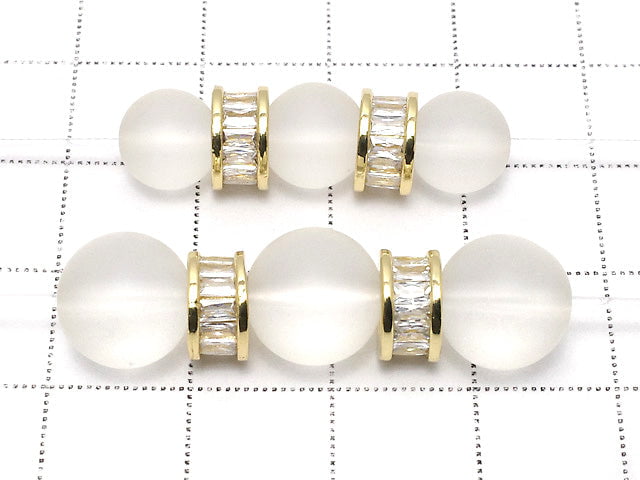 Metal parts Rondelle 8x8x5mm Gold (with CZ) 2pcs