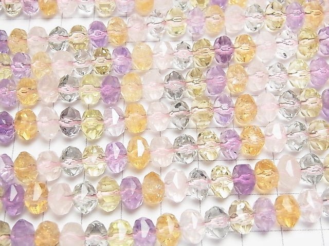 [Video]High Quality! Mixed Stone AAA- Star Faceted Button Rondelle 9x9x6mm 1/4 or 1strand beads (aprx.15inch/38cm)