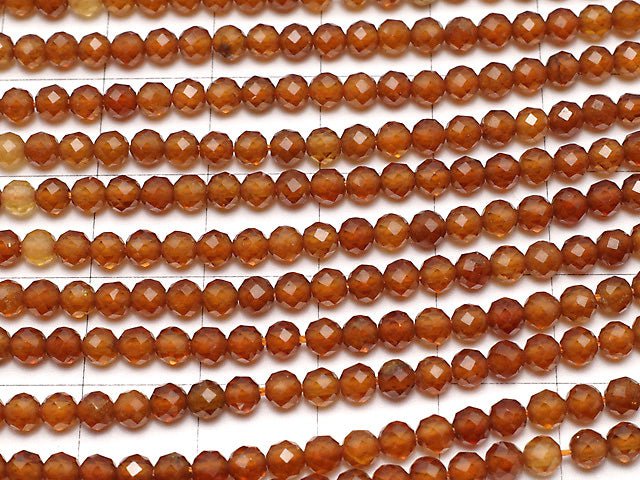 [Video] High Quality! Hessonite Garnet AAA- Faceted Round 3mm 1strand beads (aprx.15inch / 37cm)