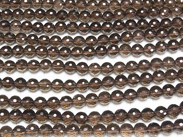 High Quality!  Smoky Quartz AAA 128Faceted Round 6mm "Special cut" 1/4 or 1strand