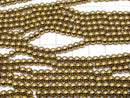Magnetic! Hematite Round 4mm gold coating 1strand beads (aprx.15inch / 38cm)