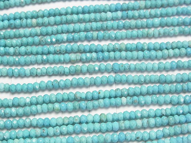 [Video] Magnesite Turquoise  Faceted Button Roundel 3x3x2mm 1strand beads (aprx.15inch/38cm)