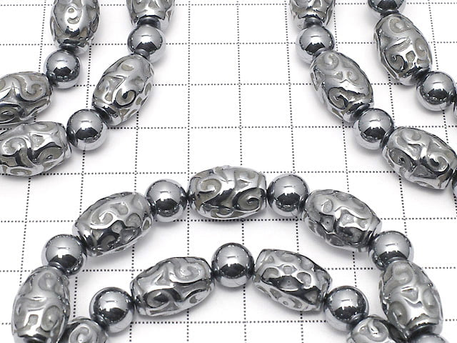 [Video] Terahertz Dzi bead 14x10x10mm & Round 8mm Bracelet