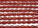 [Video] Red Agate Faceted Rice 12x8x8mm 1strand beads (aprx.14inch / 36cm)