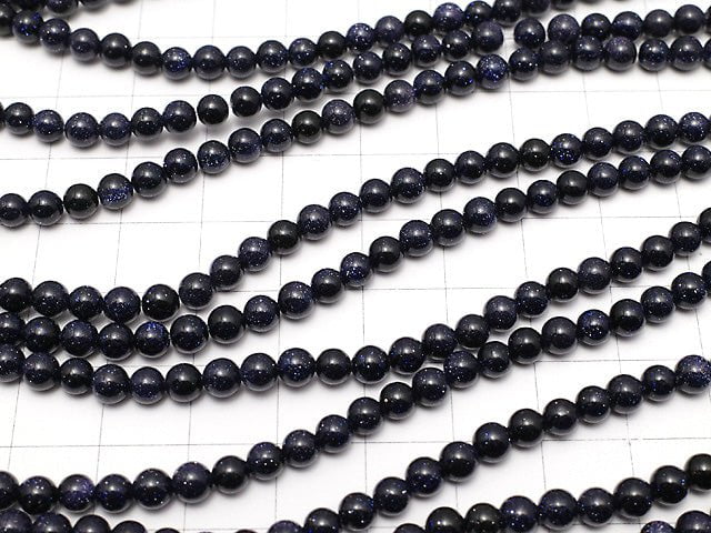 [Video] Blue Golden Sand Stone  Round 4mm 1strand beads (aprx.15inch/37cm)