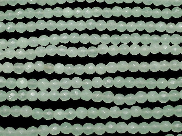 Pastel Green Jade 32Faceted Round 4mm 1strand beads (aprx.15inch / 36cm)