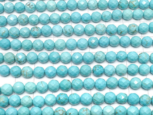 [Video] Magnesite Turquoise  64Faceted Round 6mm 1strand beads (aprx.14inch/35cm)