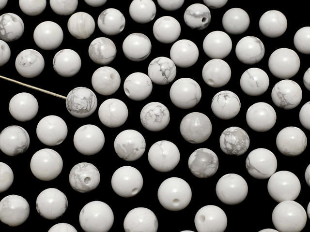 Howlite Magnesite  Half Drilled Hole Round 6mm 10pcs