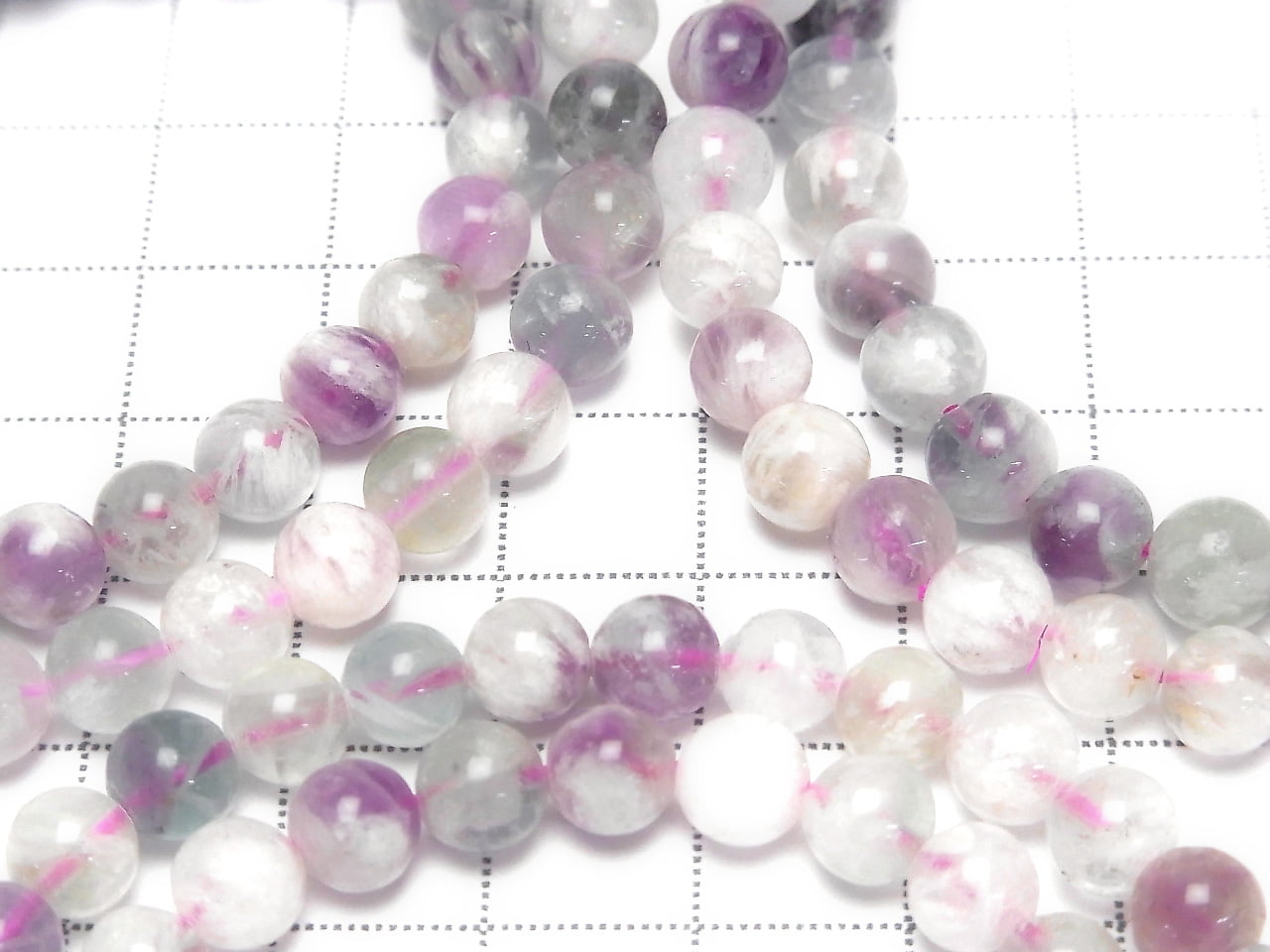 Multi Angel Feather Fluorite Round 6mm Bracelet