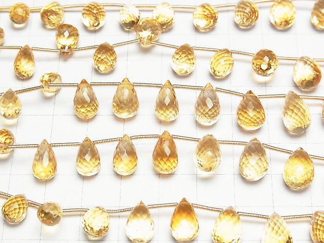 [Video]High Quality Citrine AAA Drop Faceted Briolette half or 1strand (14pcs )