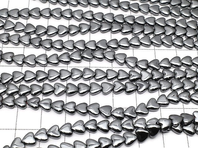 Hematite Vertical Hole Heart 6x6x3mm 1strand beads (aprx.15inch/38cm)