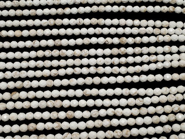 [Video] Magnesite  32Faceted Round 4mm 1strand beads (aprx.15inch/36cm)