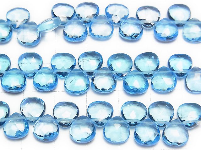 [Video] High Quality Swiss Blue Topaz AAA Chestnut Faceted Briolette 8 x 8 x 4 mm 2 pcs or 1 strand beads (aprx. 4 inch / 11 cm)