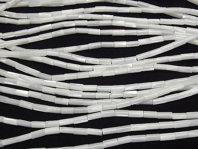 Mother of Pearl MOP White Tube 8x4x4mm 1strand beads (aprx.15inch/38cm)
