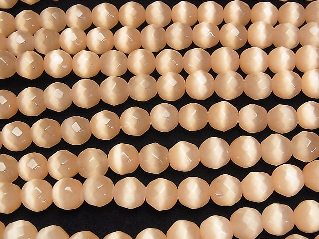 1strand $4.79! Light Orange Color Cat's Eye (Glass) Faceted Round 10mm 1strand beads (aprx.14inch / 34cm)