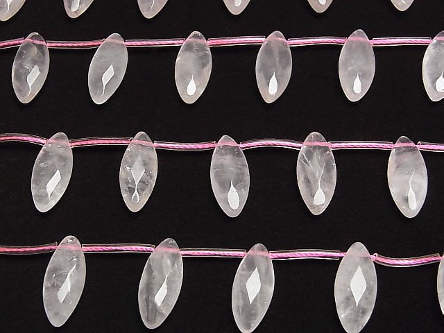 [Video] Rose Quartz AA++ Faceted Marquise 20x8x6mm half or 1strand beads (aprx.15inch/36cm)