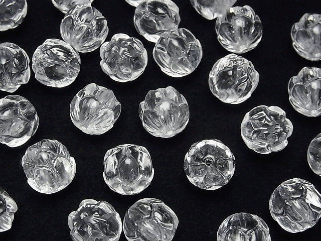 [Video]Crystal AAA Vertical Hole Lotus Carving 14mm 1pc