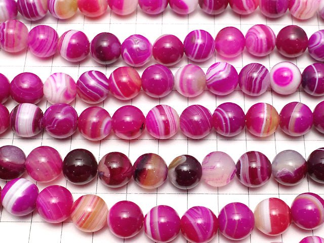 [Video] Pink Stripe Agate Round 12mm 1strand beads (aprx.15inch / 36cm)