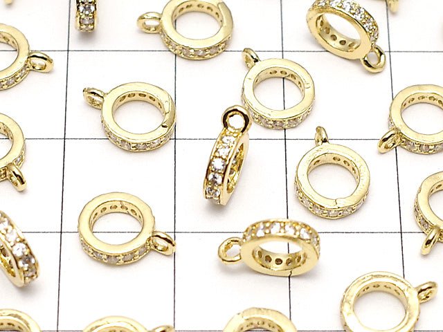 Metal parts Roundel with Ring [6mm][7mm][8mm] Gold color (with CZ) 3pcs