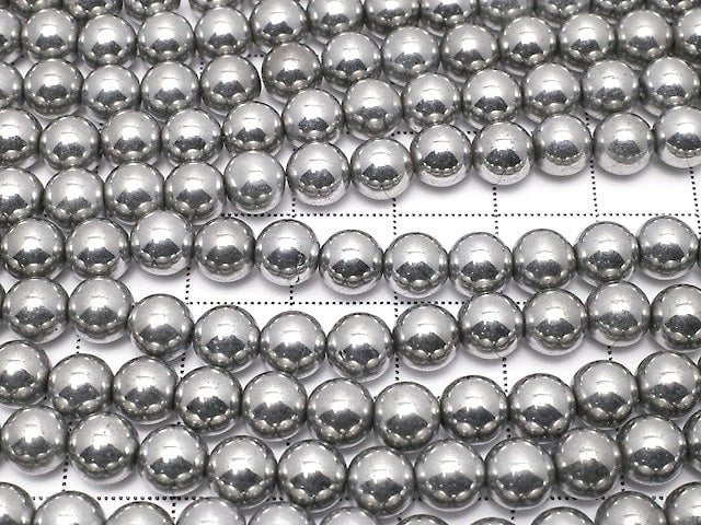 Magnetic! Hematite Round 6mm Silver Coating 1strand beads (aprx.15inch / 36cm)