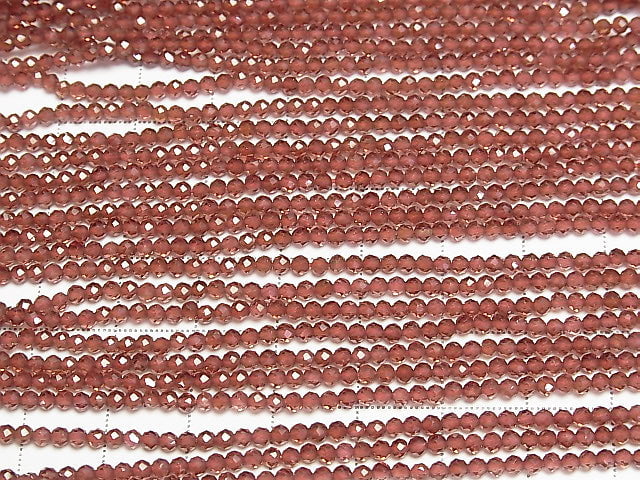 [Video]High Quality! Mozambique Garnet AAA Faceted Round 2.5mm 1strand beads (aprx.12inch/30cm)
