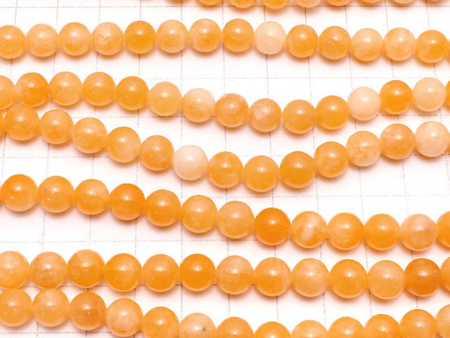 Orange Jade Round 8mm 1strand beads (aprx.15inch / 38cm)