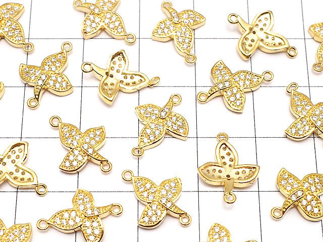 Metal Parts Joint Parts leaf 15 x 11 mm gold color (with CZ) 1 pc $2.59