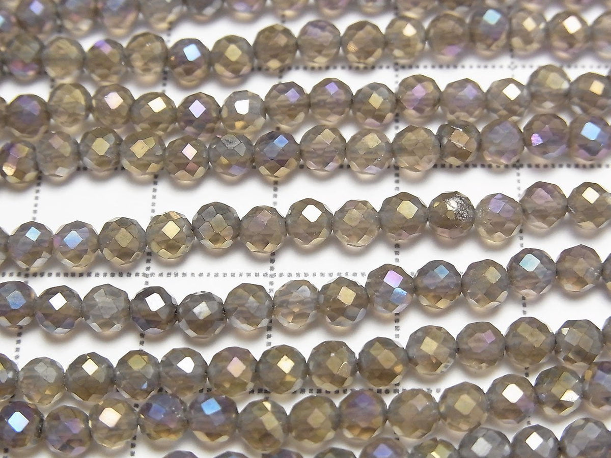 Hochwertig! Blitz, rauchiger Quarz facettiert Rund 4mm 1Strang Perlen (ca. 15Zoll/37cm)