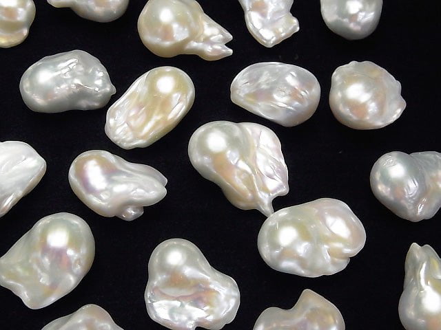 [Video] Fresh Water Pearl, Keshi Pearl AA++ Loose stone Baroque White 2pcs