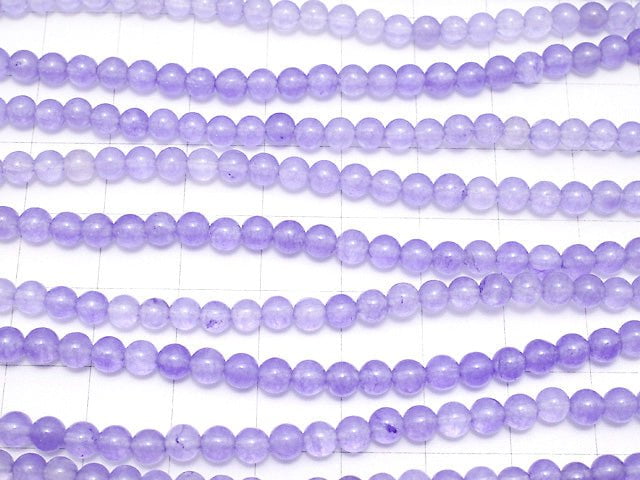 Purple Color Jade (Clear Type) Round 4mm 1strand beads (aprx.15inch / 37cm)