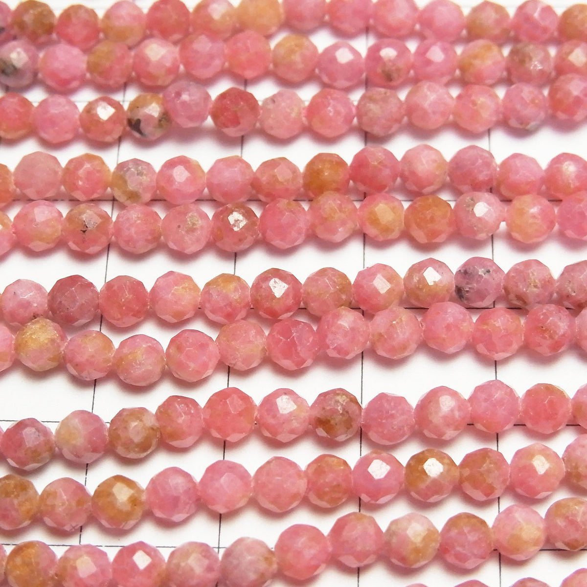High Quality! Rhodonite AA++ Faceted Round 4mm 1strand beads (aprx.15inch / 37cm)