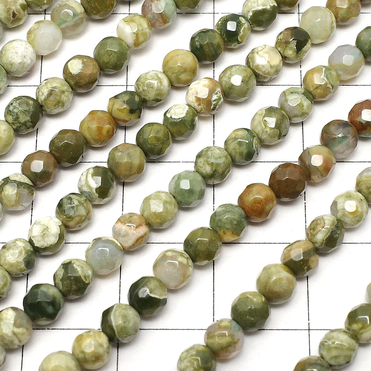 Rainforest Rhyolite 32Faceted Round 4mm 1strand beads (aprx.15inch/38cm)