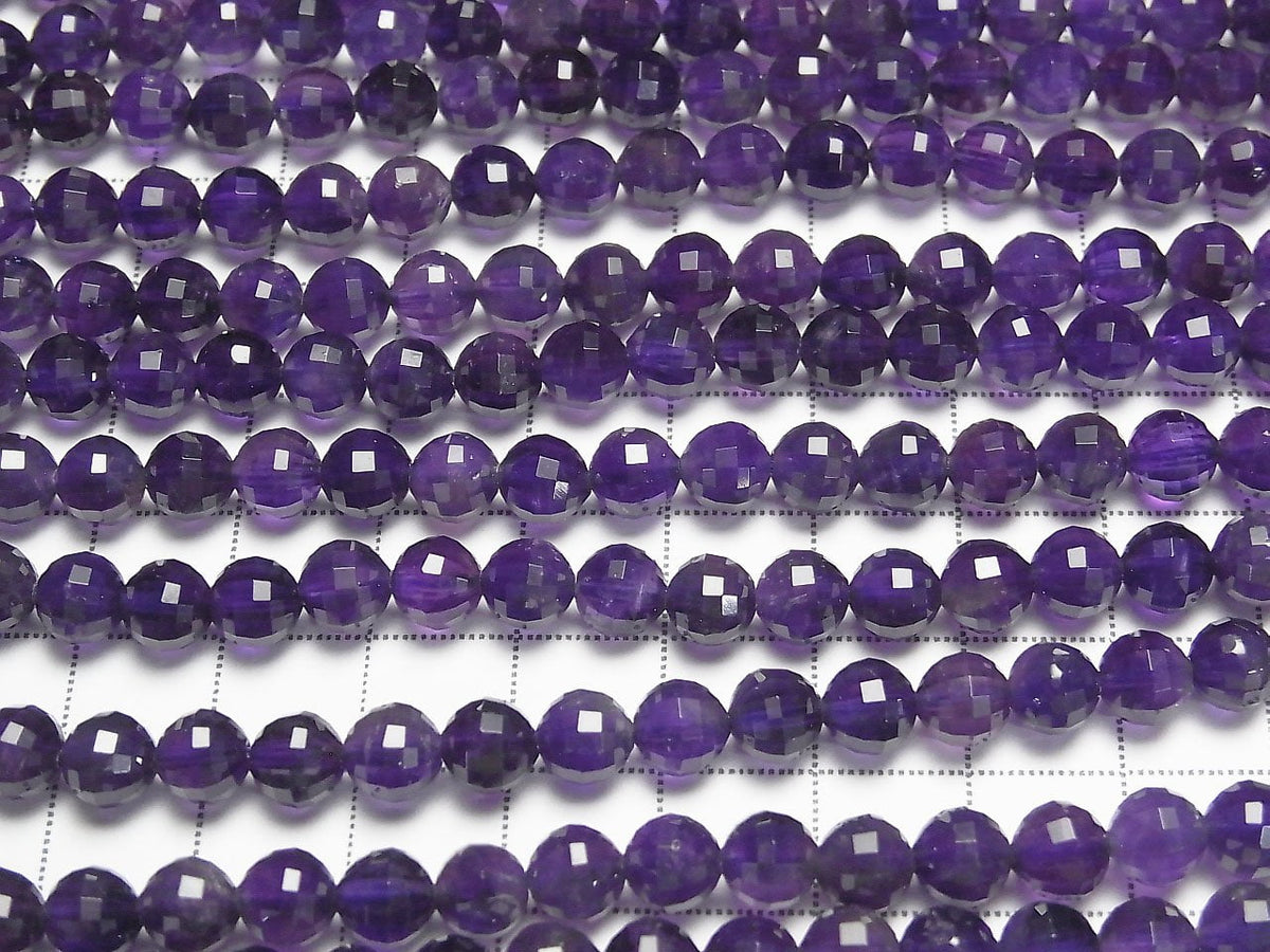 Hochwertig! Amethyst AA+ Spiegel-Facettierte Runde 6mm 1Strang Perlen (ca. 15 Zoll / 37 cm)