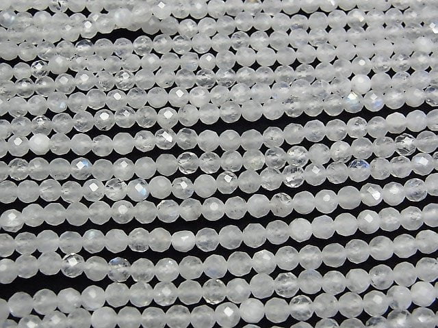 [Video]High Quality! Rainbow Moonstone AA++ Faceted Round 4mm 1strand beads (aprx.15inch/37cm)