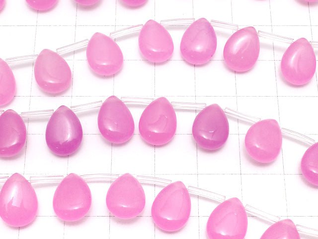 Pink color Jade Pear shape 12x9x4mm NO.2 half or 1strand beads (aprx.15inch/38cm)