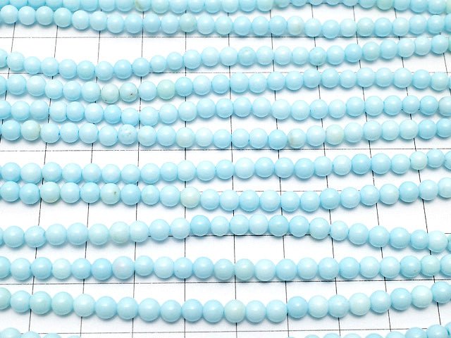 [Video] Magnesite Turquoise light blue color Round 4mm 1strand beads (aprx.15inch / 38cm)