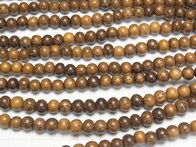 Wood Beads  Semi Round 6mm 1strand beads (aprx.15inch/38cm)