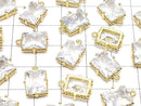Metal Parts Rectangle Faceted Charm 12x10mm Gold Color with CZ 2pcs $3.79!