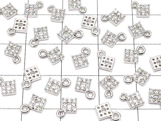 Metal Parts charm with CZ  Diamond Shape 5x5mm silver color 2pcs $1.99!