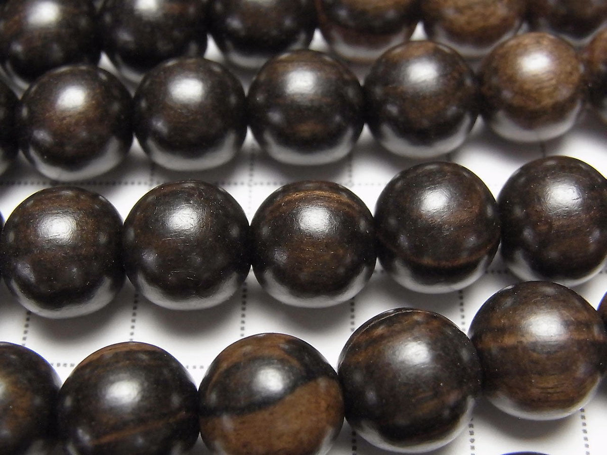 Ebony Wood Semi Round 12mm 1strand beads (aprx.15inch/38cm)