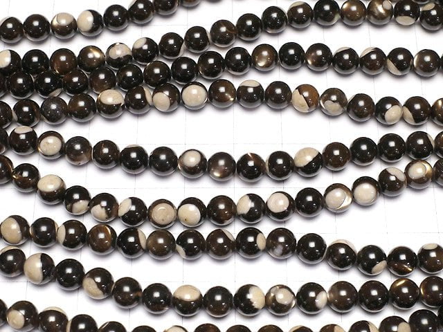 [Video] Mother of Pearl MOP Brown Round 6mm 1strand beads (aprx.15inch / 38cm)