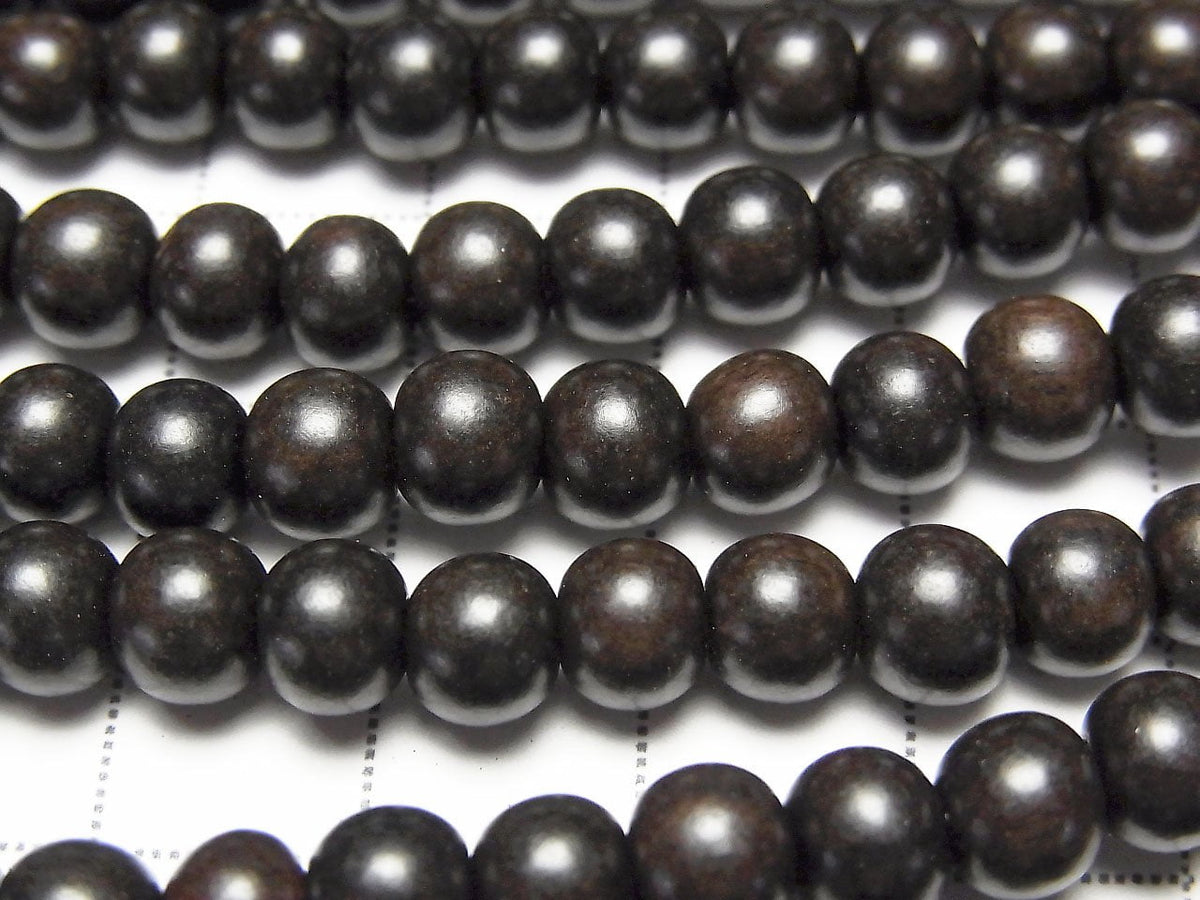 Ebony Wood Semi Round 6mm 1strand beads (aprx.15inch/38cm)