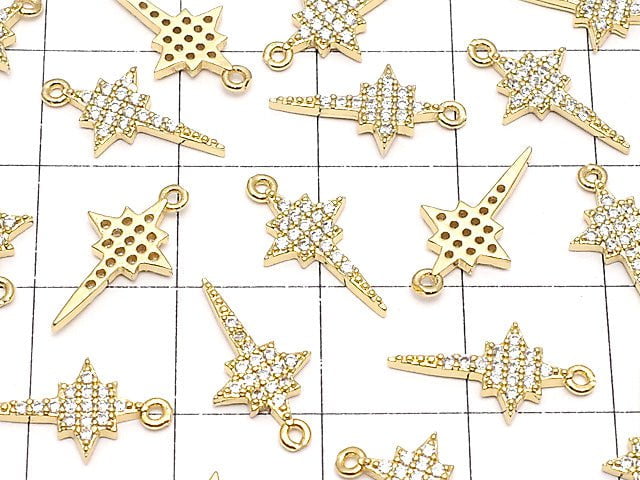 Metal Parts star motif charm 15x8mm Gold color (with CZ) 2pcs $3.59!