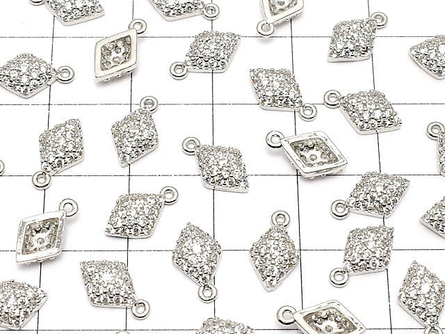 Metal Parts charm with CZ  Diamond Shape11x6mm Silver Color 2pcs $2.79!