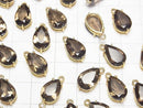 [Video] High Quality Smoky Quartz AAA Bezel Setting Pear shape Faceted 13x8mm 18KGP 2pcs