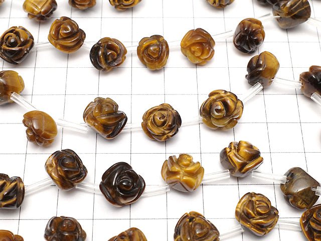 [Video] Yellow Tiger's Eye AAA Rose [8 mm] [12 mm] half or 1 strand beads (aprx. 15 inch / 38 cm)