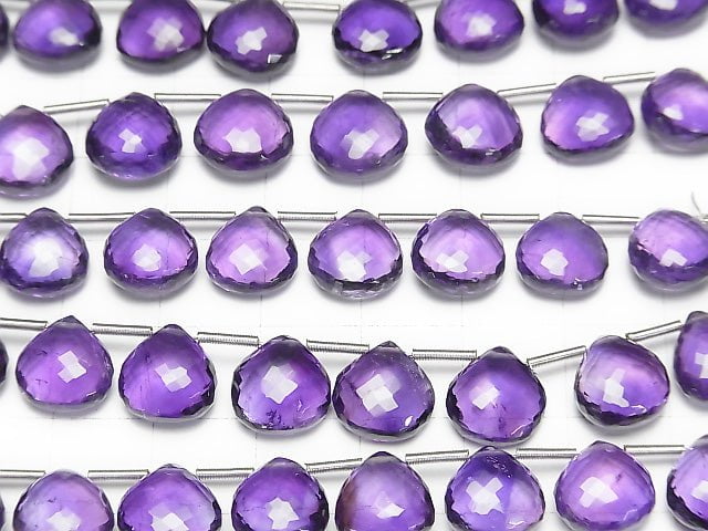 [Video] High Quality Amethyst AAA Chestnut Faceted Briolette 10x10mm half or 1strand (8pcs)