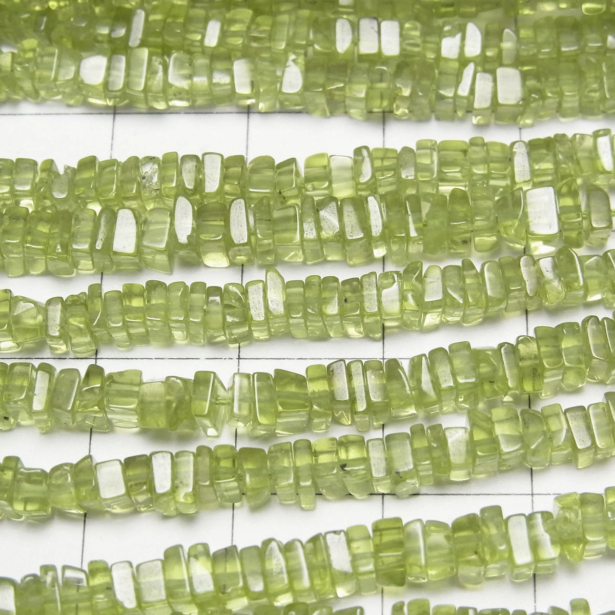 High Quality Peridot AA++ Square Rondelle (disc) half or 1strand beads (aprx.15inch/38cm)