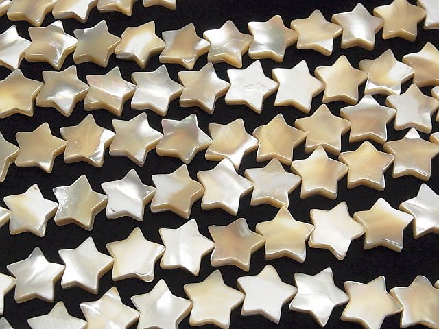 [Video] Mother of Pearl MOP Beige Star [6mm] [8mm] [10mm] [12mm] 1strand beads (aprx.15inch / 38cm)